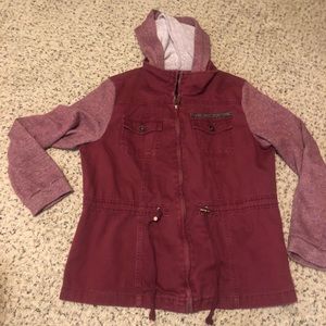 Jacket with sweatshirt arms and hood from Maurices